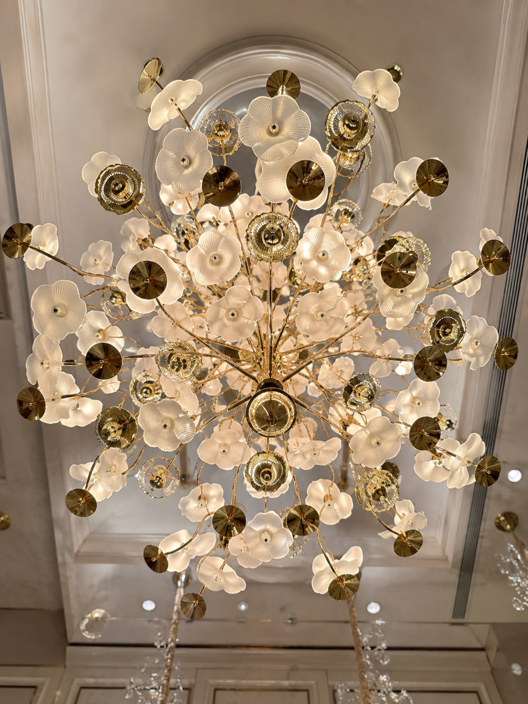 The Magnolia Chandelier — Luxury Gold Floral Glass Chandelier
