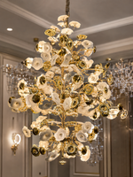 The Magnolia Chandelier — Luxury Gold Floral Glass Chandelier