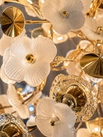 The Magnolia Chandelier — Luxury Gold Floral Glass Chandelier