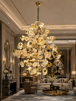 The Magnolia Chandelier — Luxury Gold Floral Glass Chandelier