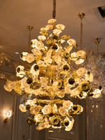 The Magnolia Chandelier — Luxury Gold Floral Glass Chandelier