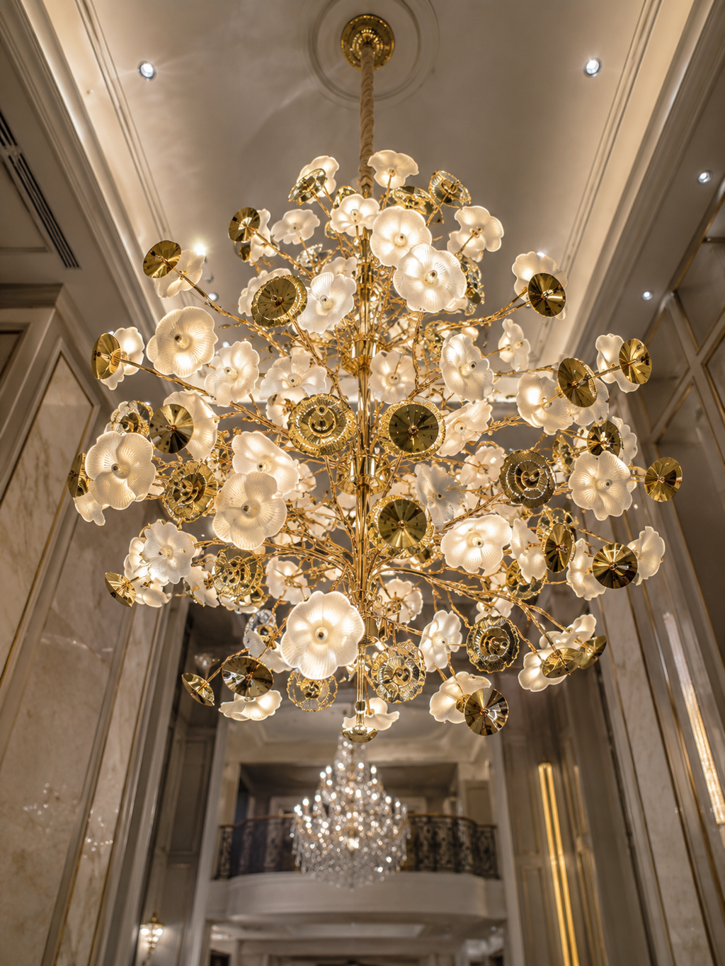 The Magnolia Chandelier — Luxury Gold Floral Glass Chandelier
