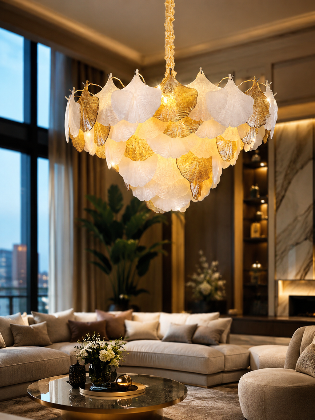 The Ginkgo Chandelier — Luxury Gold Leaf Designer Chandelier