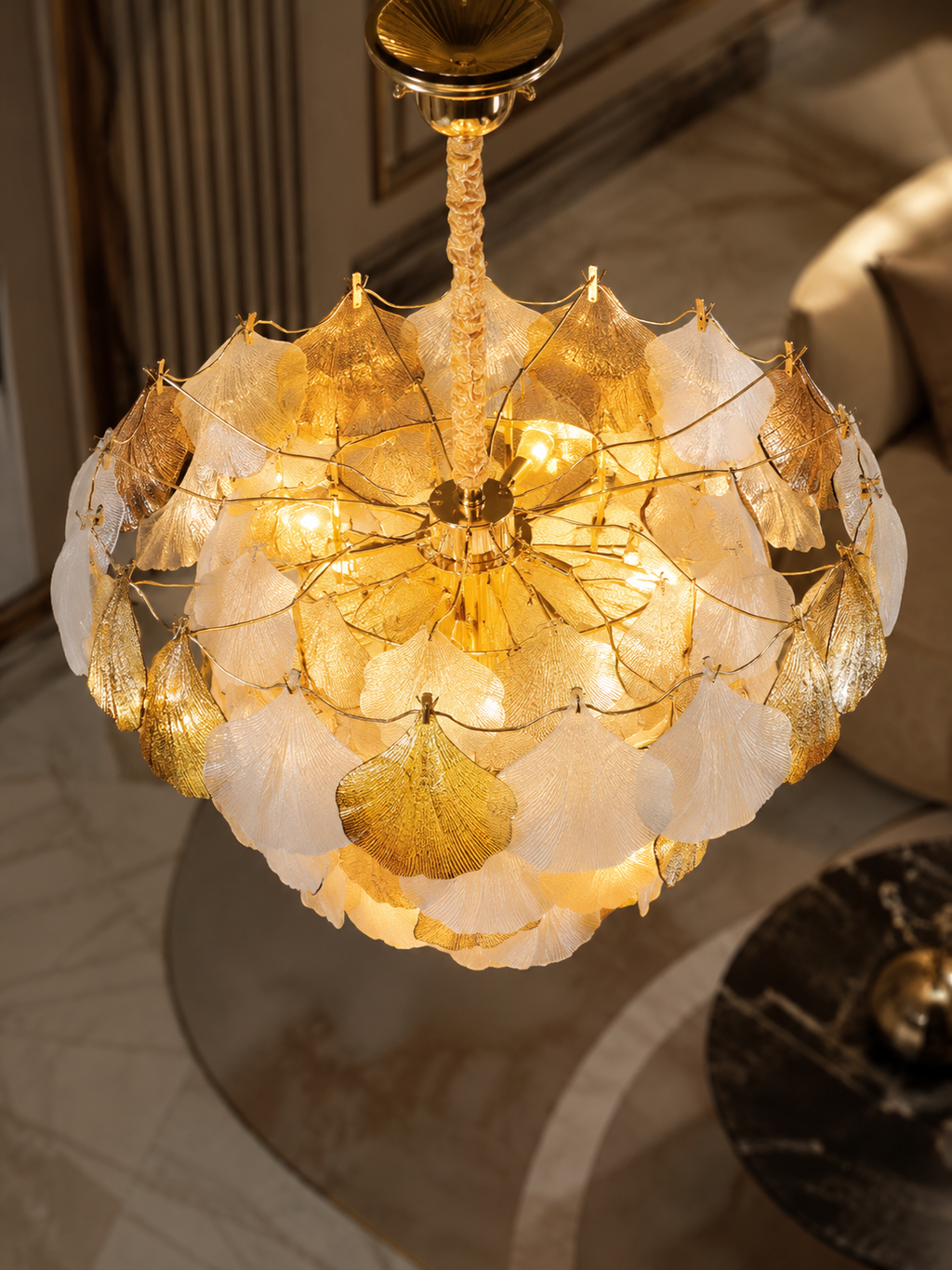 The Ginkgo Chandelier — Luxury Gold Leaf Designer Chandelier
