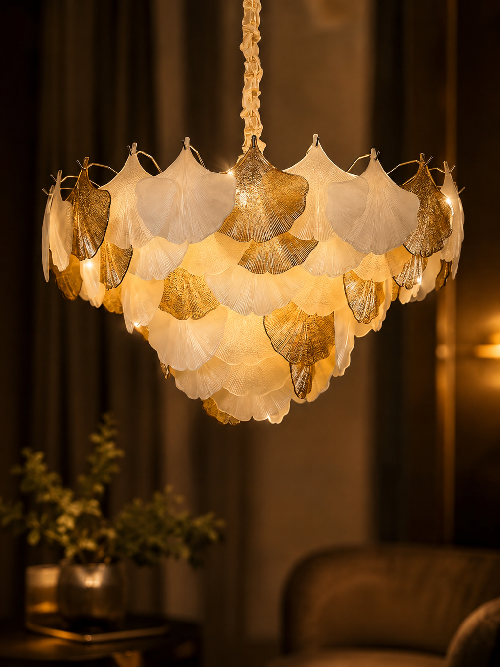 The Ginkgo Chandelier — Luxury Gold Leaf Designer Chandelier