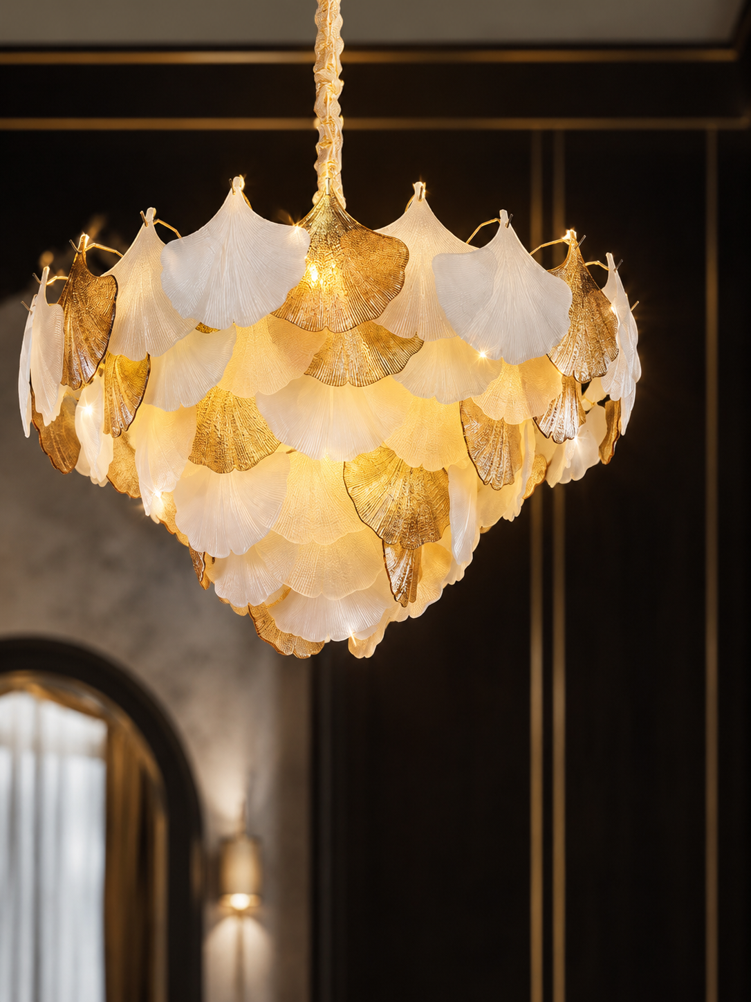 The Ginkgo Chandelier — Luxury Gold Leaf Designer Chandelier