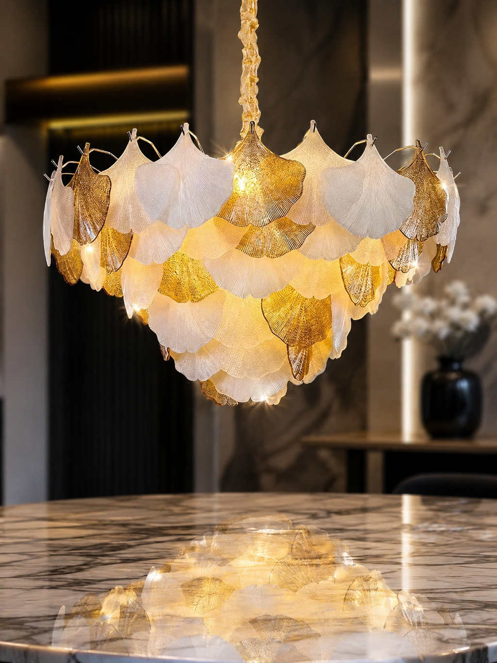 The Ginkgo Chandelier — Luxury Gold Leaf Designer Chandelier