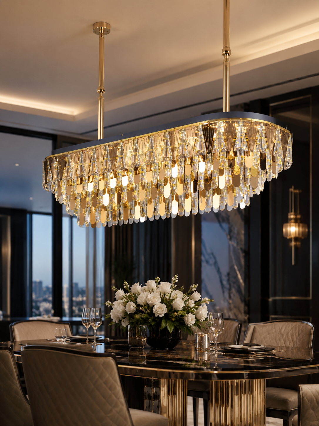 The Valorian Chandelier — Luxury Crystal Horizon Linear Chandelier