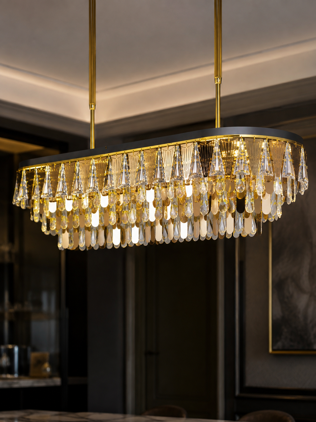 The Valorian Chandelier — Luxury Crystal Horizon Linear Chandelier