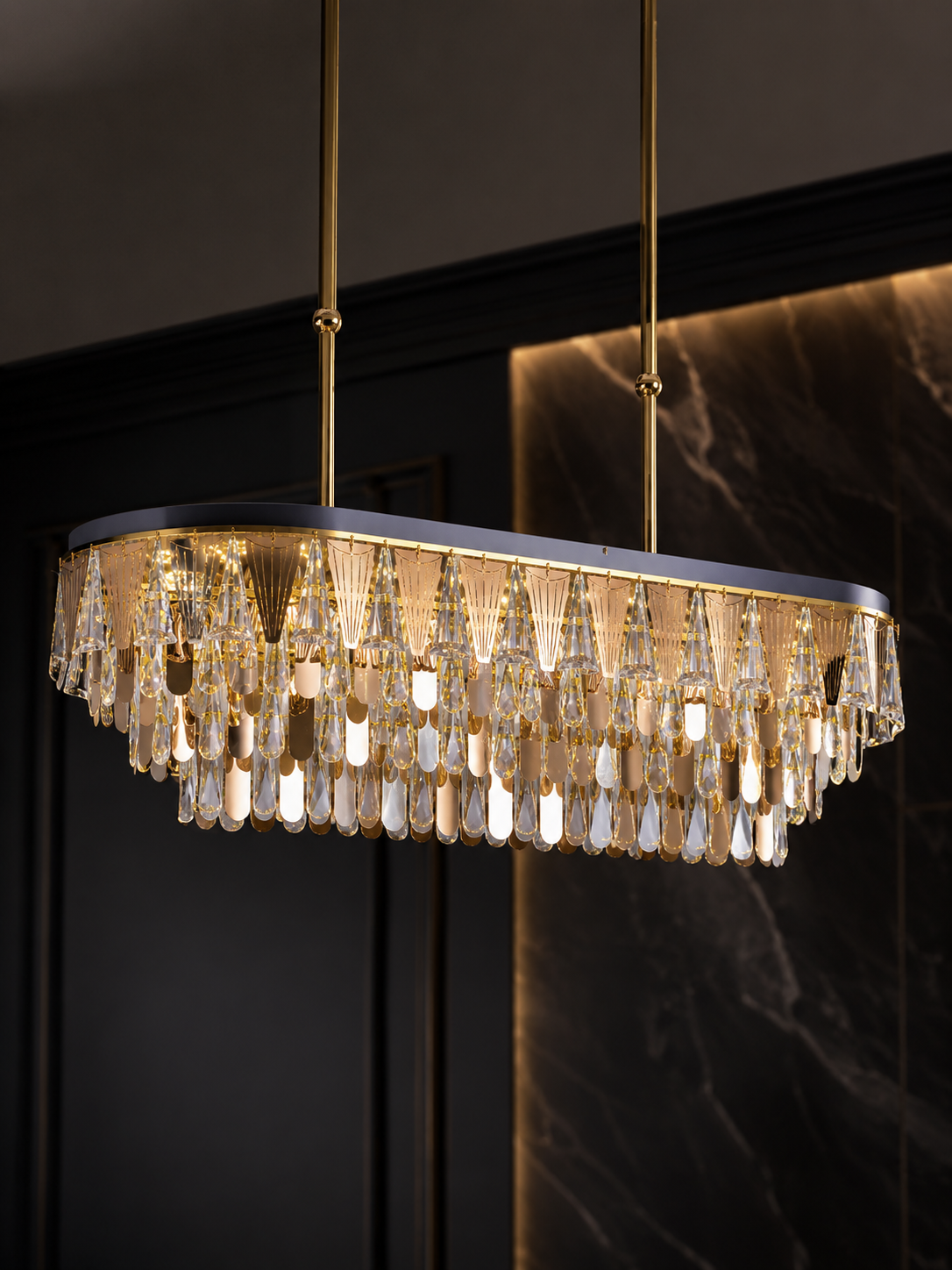 The Valorian Chandelier — Luxury Crystal Horizon Linear Chandelier