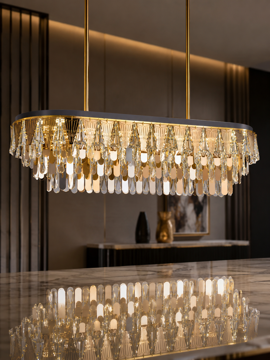 The Valorian Chandelier — Luxury Crystal Horizon Linear Chandelier