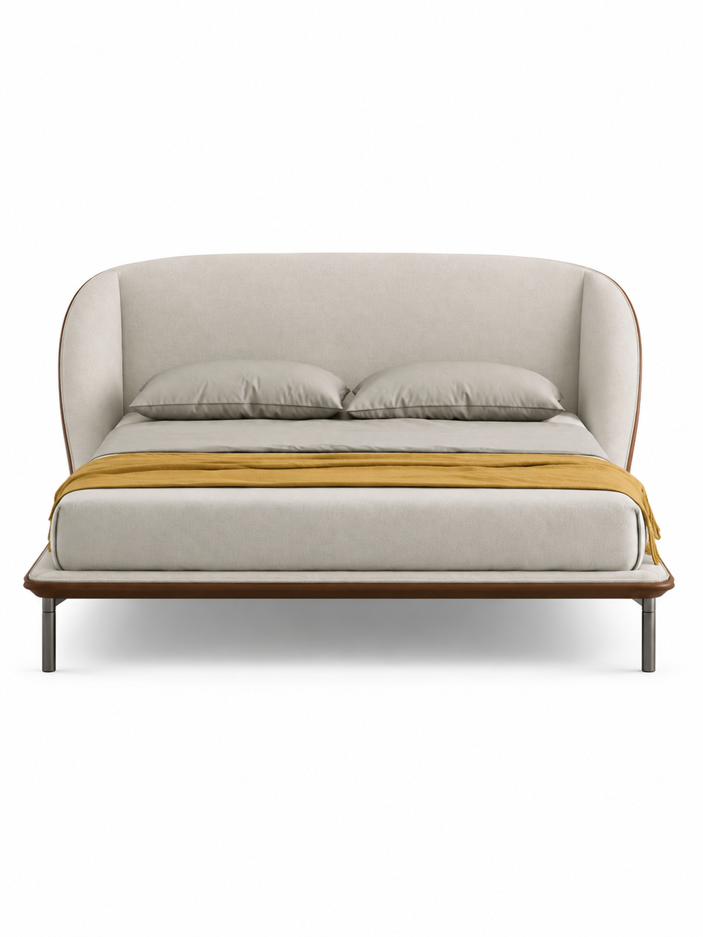 The Orelisse Bed — Luxury Curved Upholstered Bed with Wraparound Headboard