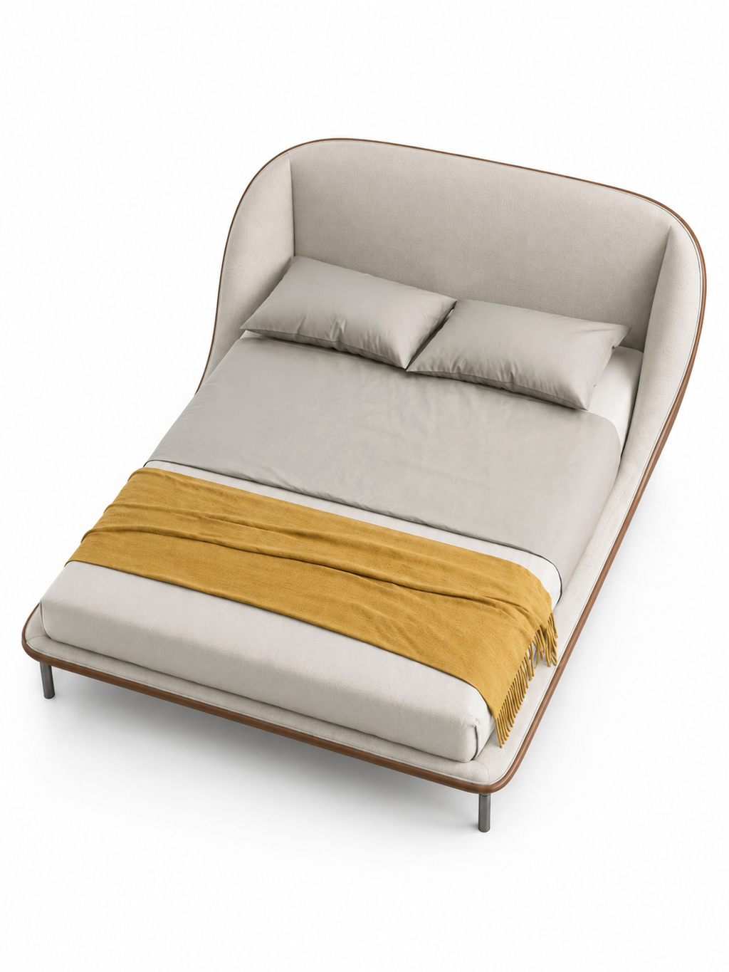 The Orelisse Bed — Luxury Curved Upholstered Bed with Wraparound Headboard