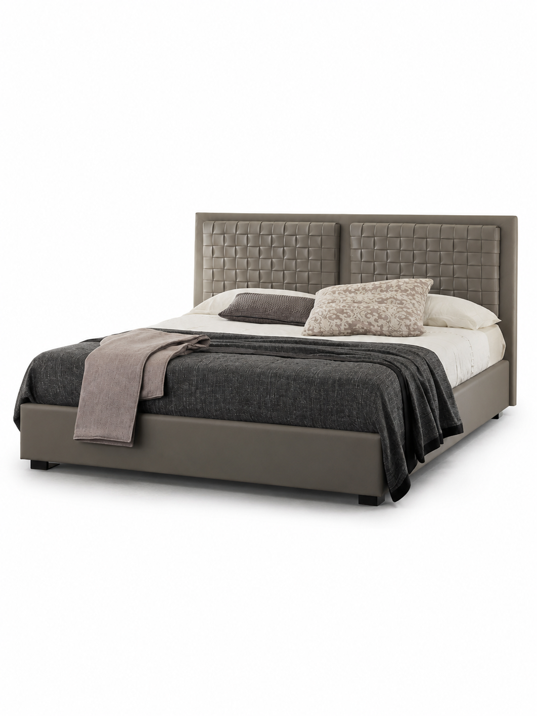 The Avenoire Bed — Luxury Upholstered Bed with Woven Panel Headboard