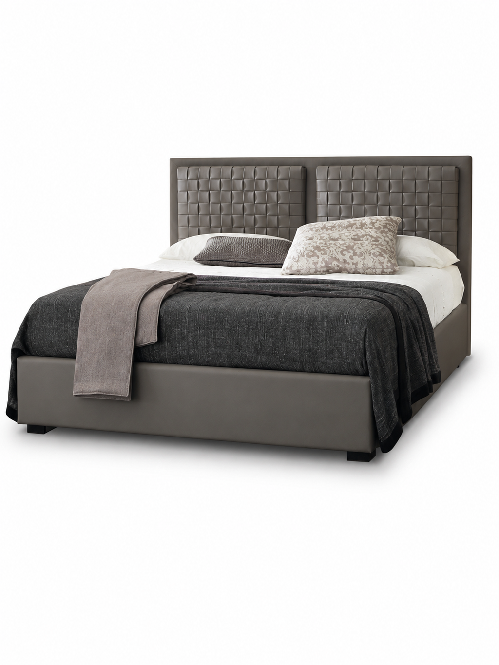 The Avenoire Bed — Luxury Upholstered Bed with Woven Panel Headboard