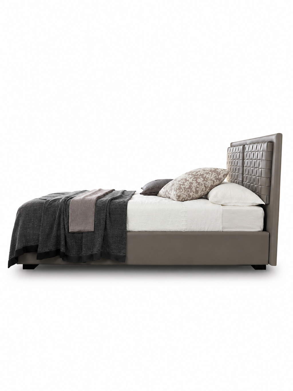 The Avenoire Bed — Luxury Upholstered Bed with Woven Panel Headboard