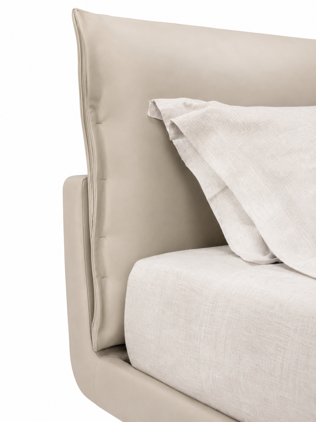 The Caldrisse Bed — Luxury Floating Upholstered Bed with Dual-Cushion Headboard