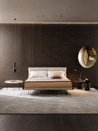 The Caldrisse Bed — Luxury Floating Upholstered Bed with Dual-Cushion Headboard