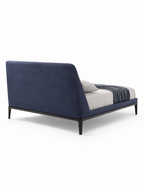 The Arvello Bed — Modern Blue Upholstered Bed with Wooden Base