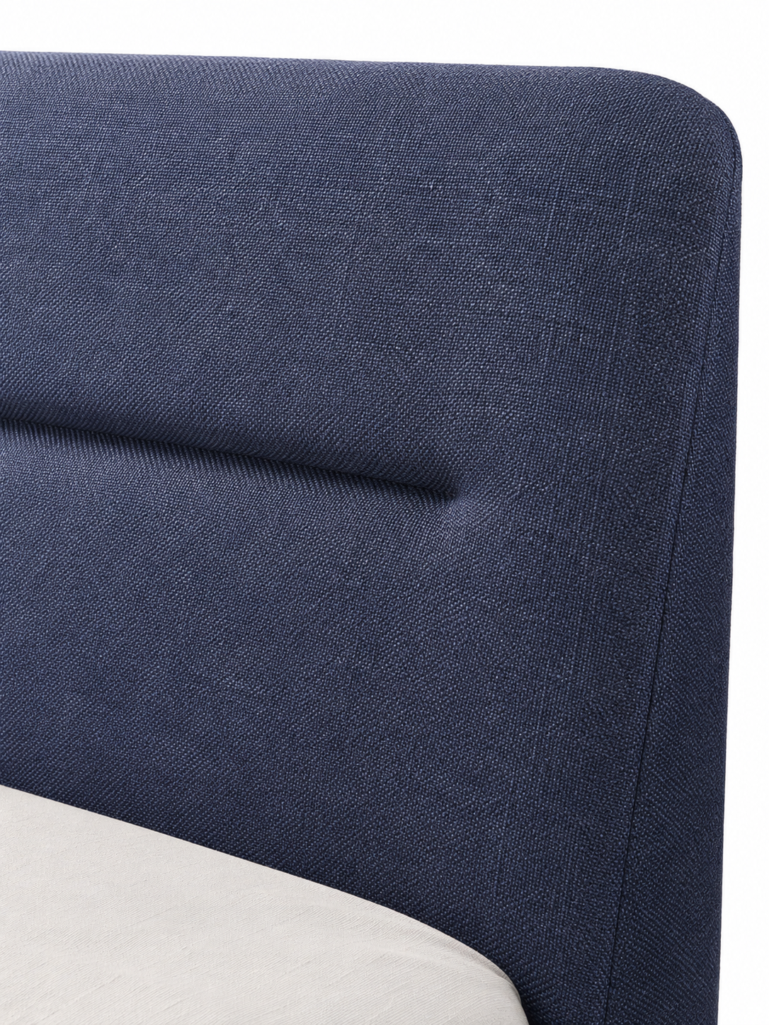 The Arvello Bed — Modern Blue Upholstered Bed with Wooden Base