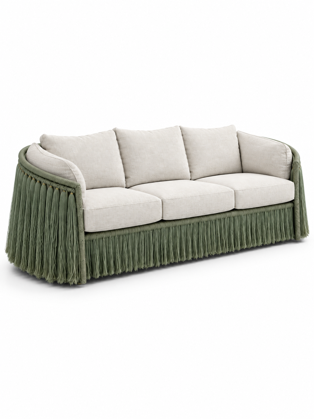 The Verdelle Outdoor Sofa — Luxury Woven Fringe Sofa