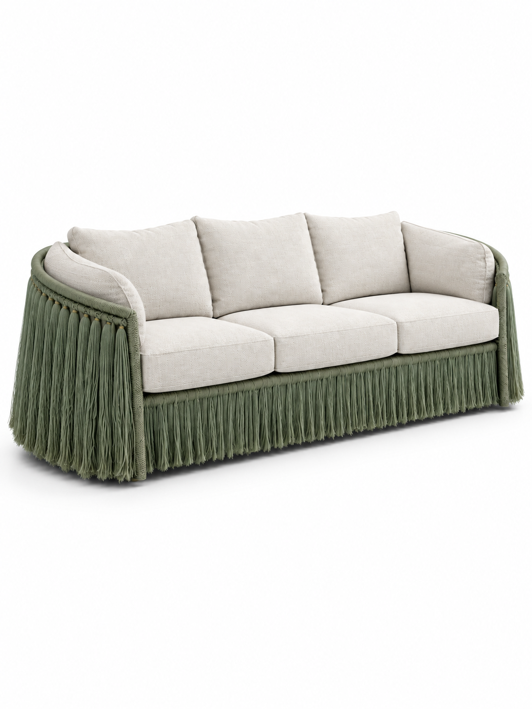 The Verdelle Outdoor Sofa — Luxury Woven Fringe Sofa