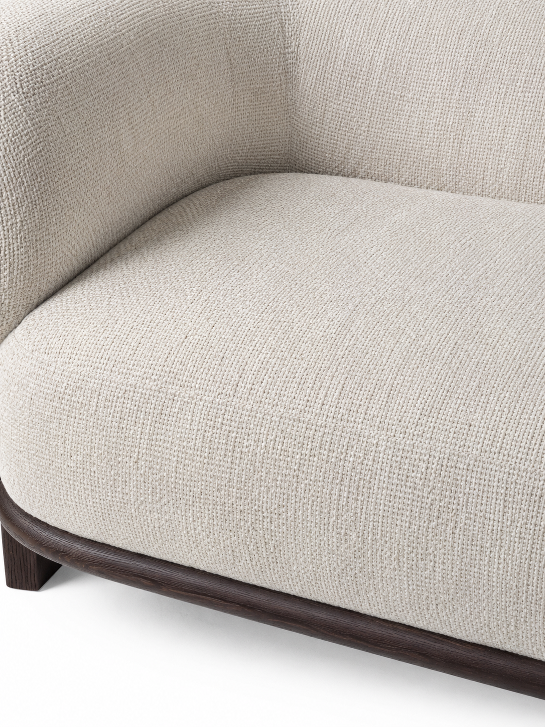 The Solterra Sofa — Luxury Curved Wooden Base 3 Seater Sofa