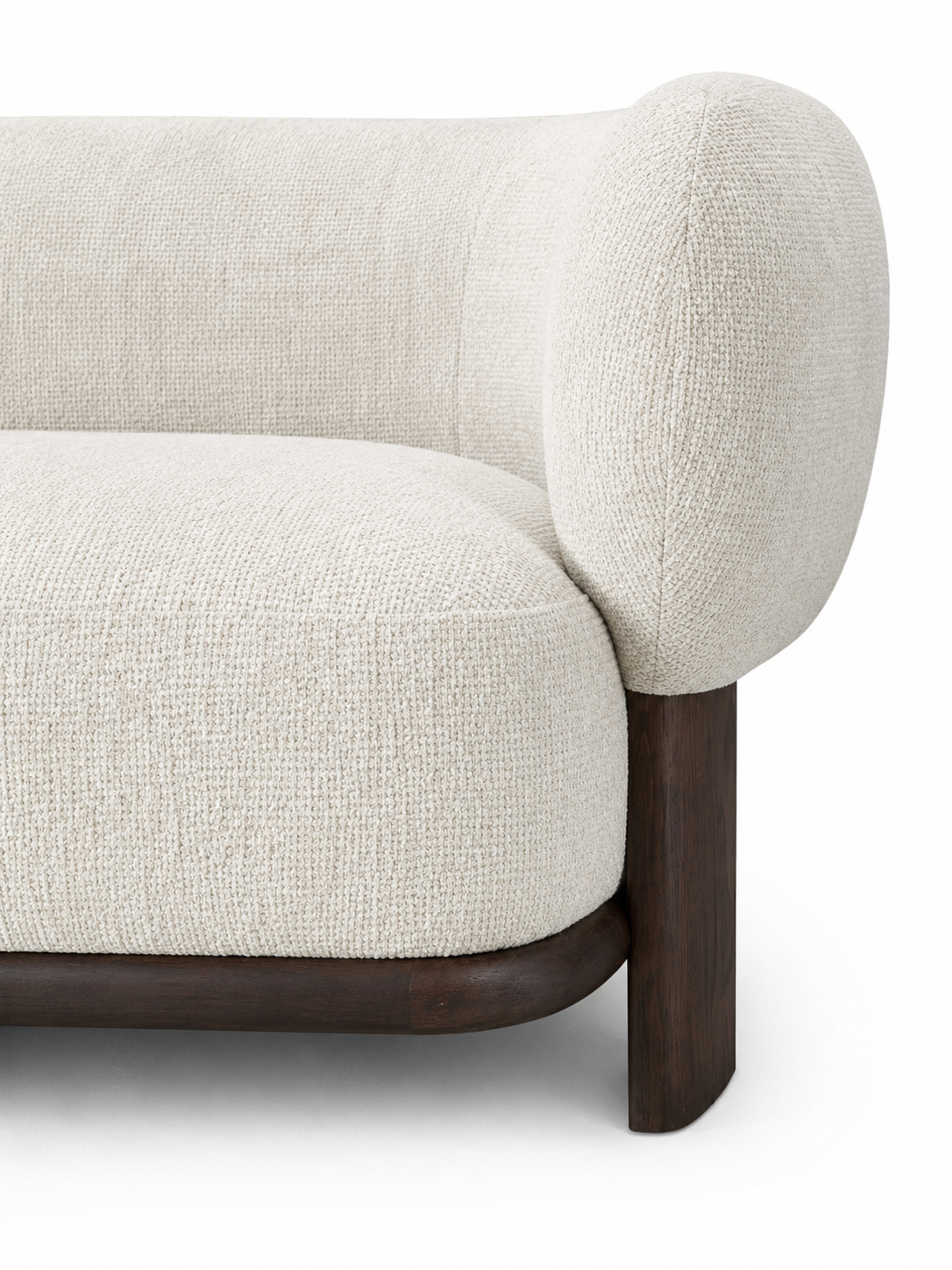 The Solterra Sofa — Luxury Curved Wooden Base 3 Seater Sofa