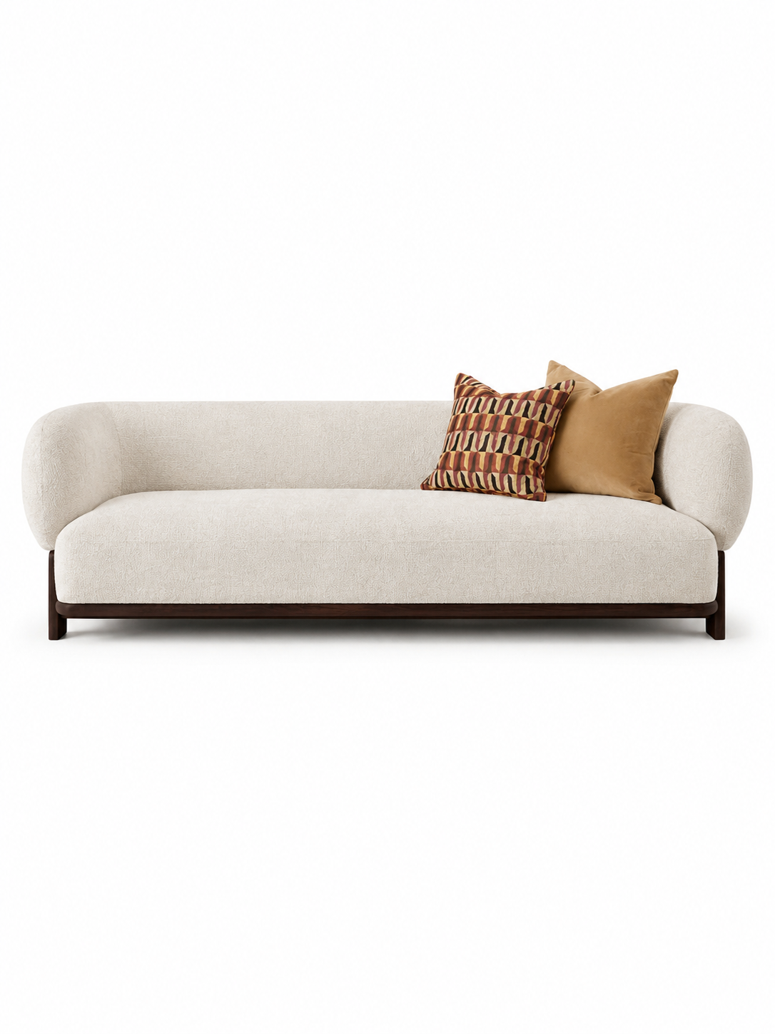 The Solterra Sofa — Luxury Curved Wooden Base 3 Seater Sofa