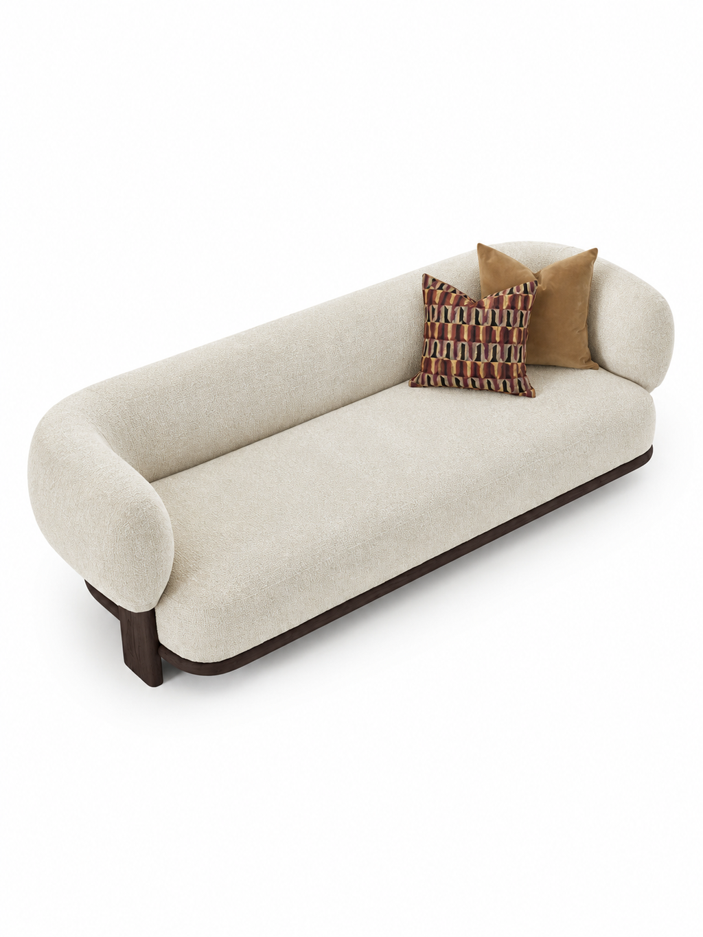 The Solterra Sofa — Luxury Curved Wooden Base 3 Seater Sofa