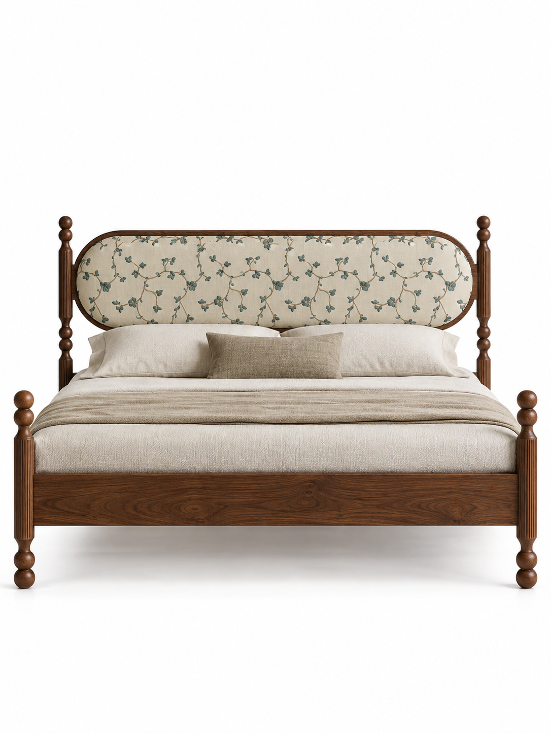 The Avira Bed — Luxury Teak Upholstered Bed