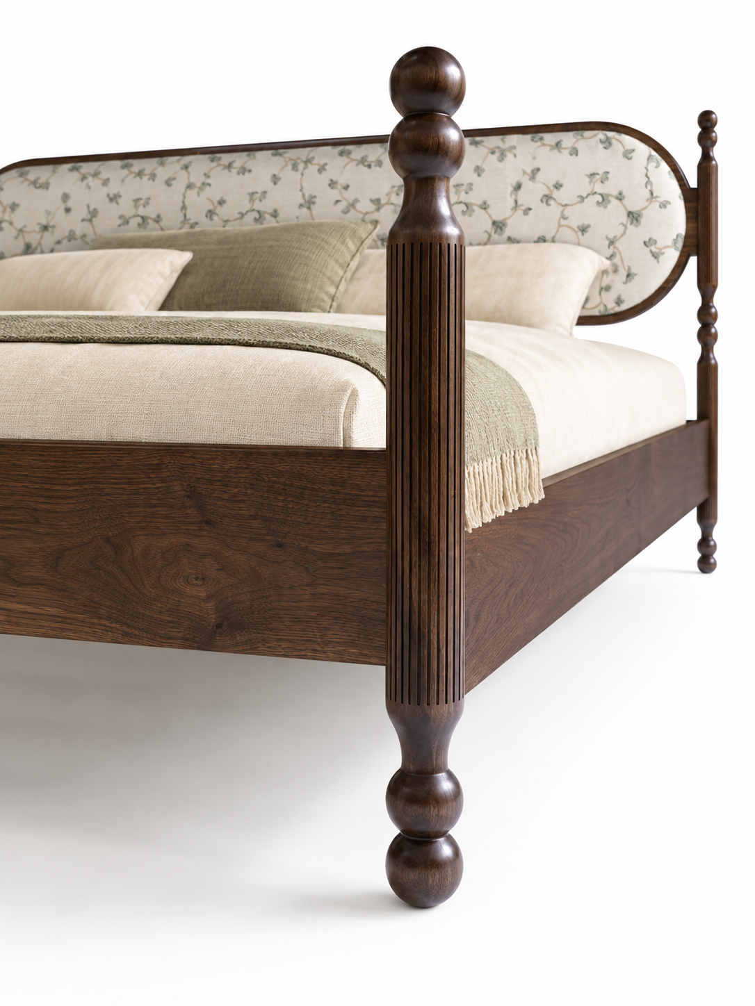 The Avira Bed — Luxury Teak Upholstered Bed