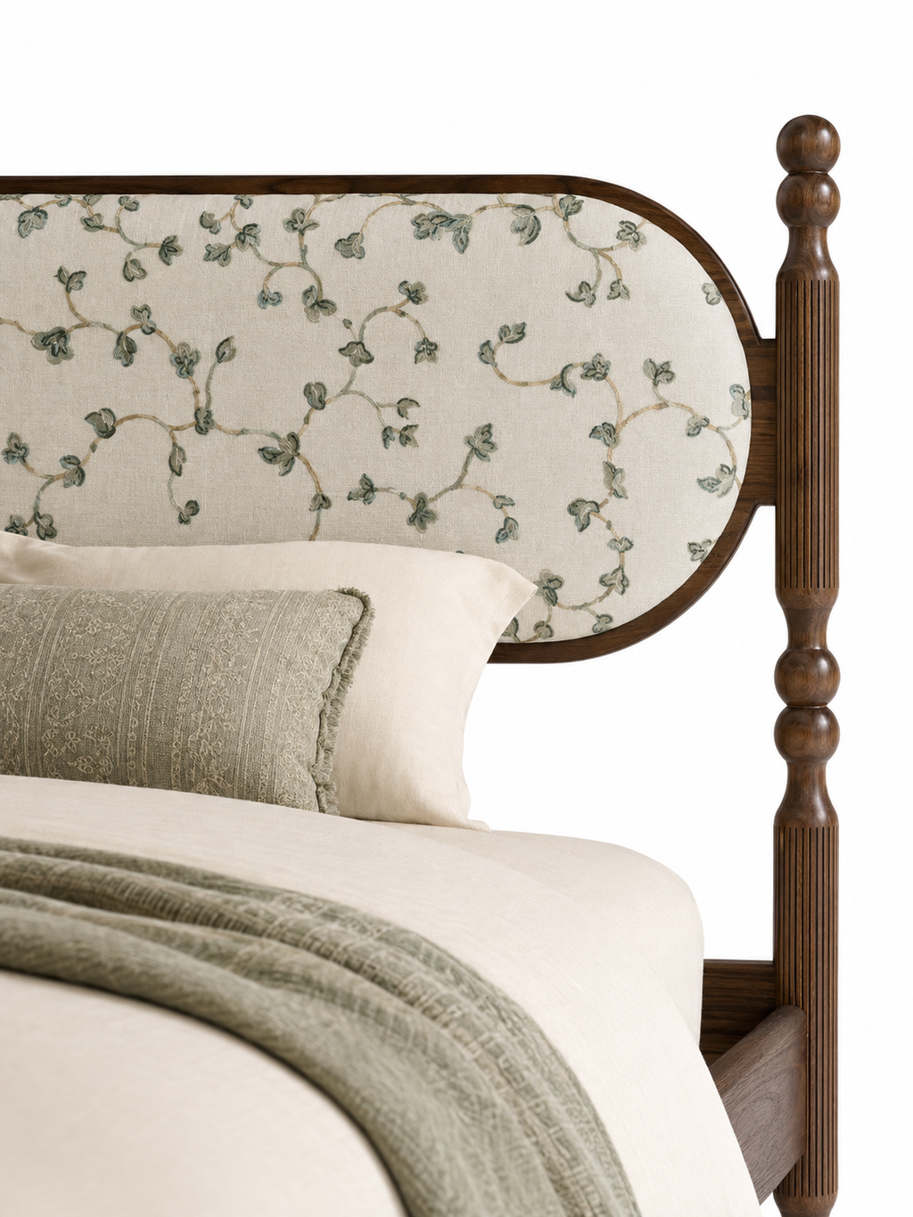 The Avira Bed — Luxury Teak Upholstered Bed