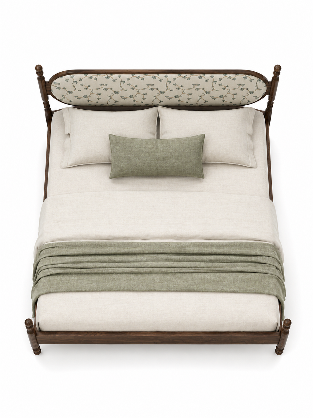 The Avira Bed — Luxury Teak Upholstered Bed