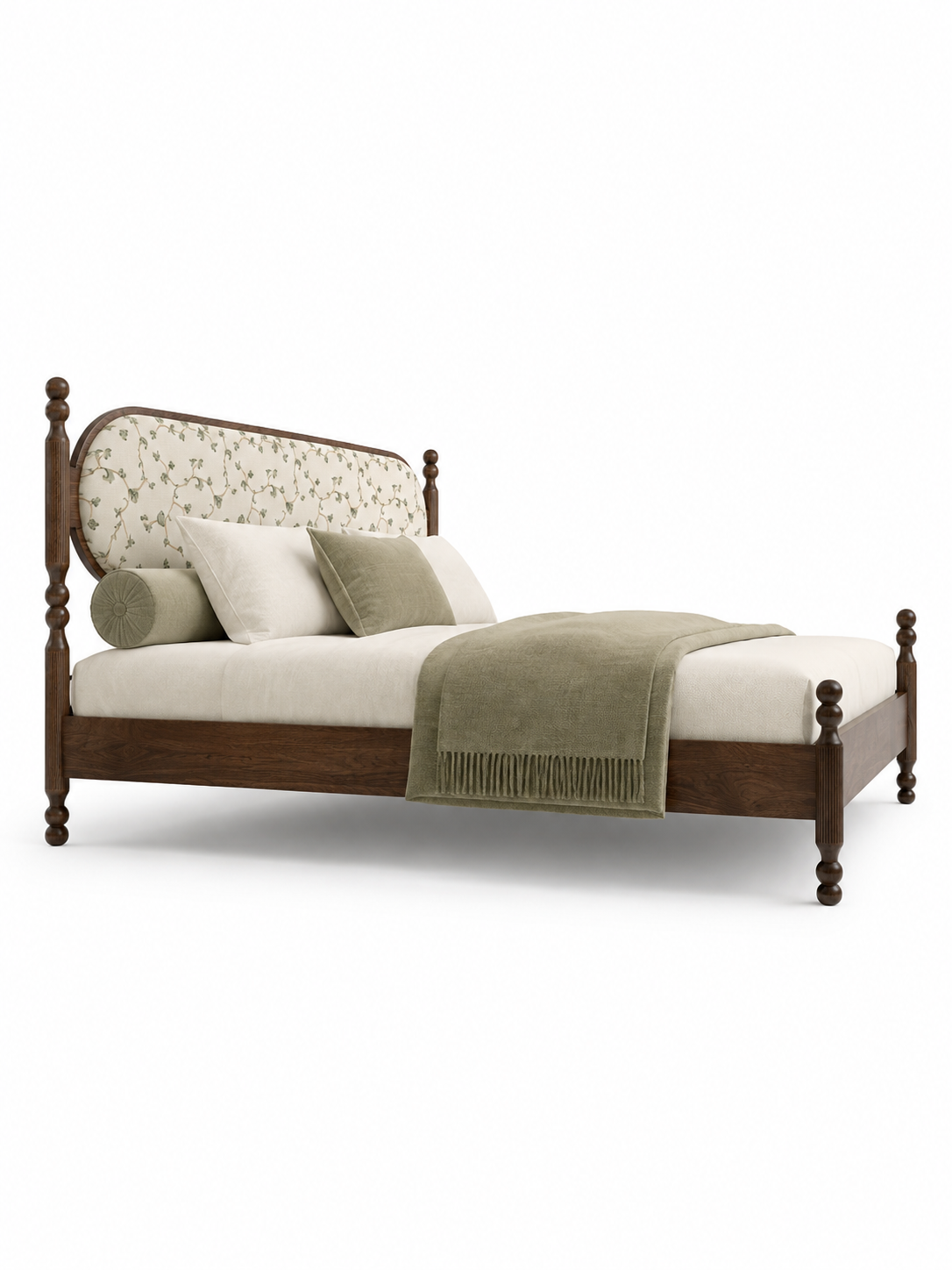 The Avira Bed — Luxury Teak Upholstered Bed