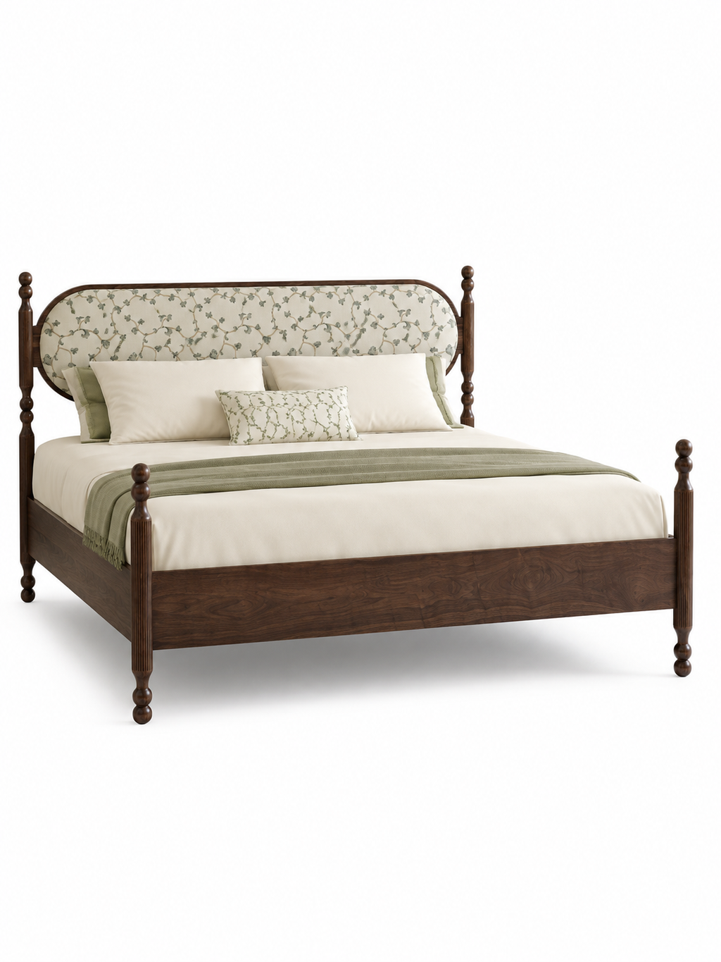 The Avira Bed — Luxury Teak Upholstered Bed