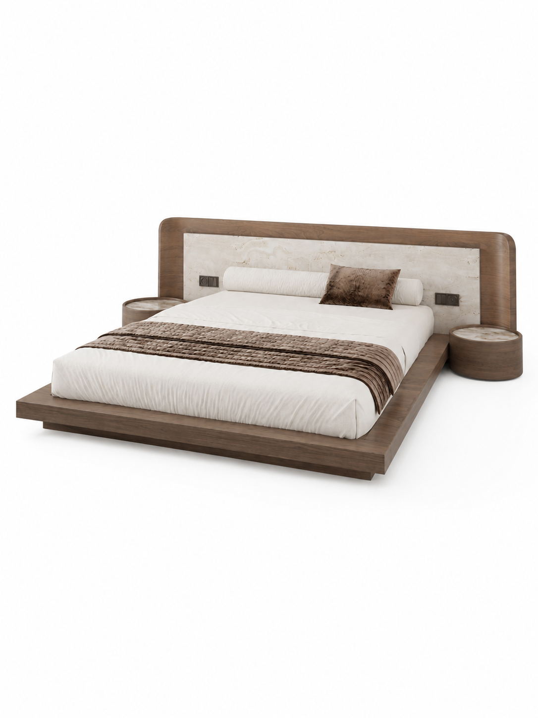 The Lucento Bed — Luxury Solid Wood Upholstered Bed