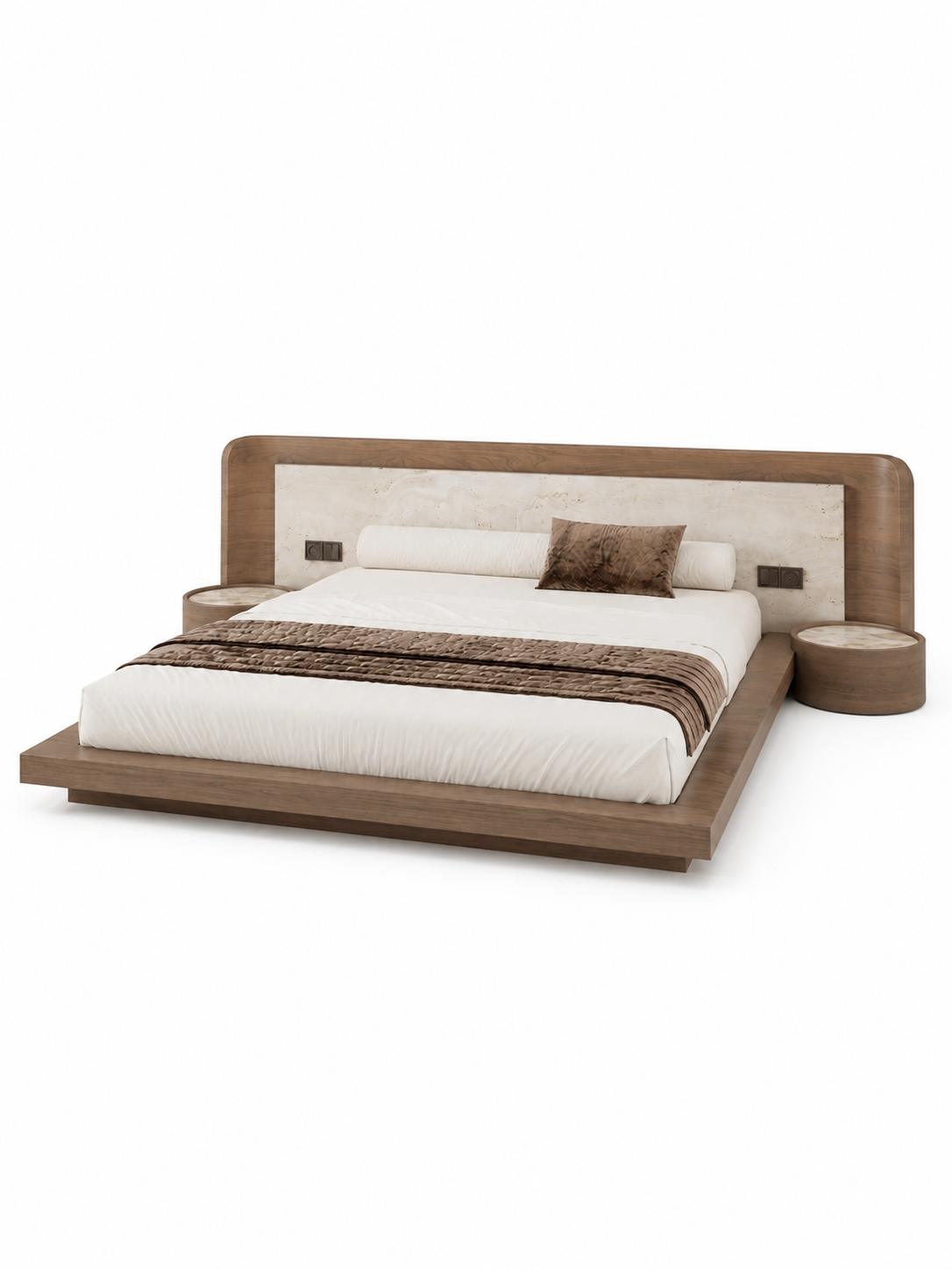 The Lucento Bed — Luxury Solid Wood Upholstered Bed