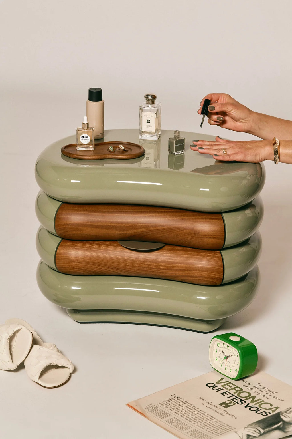 The Orlena Sculpted Bedside Table — Luxury Modern Nightstand with Single Drawer Storage