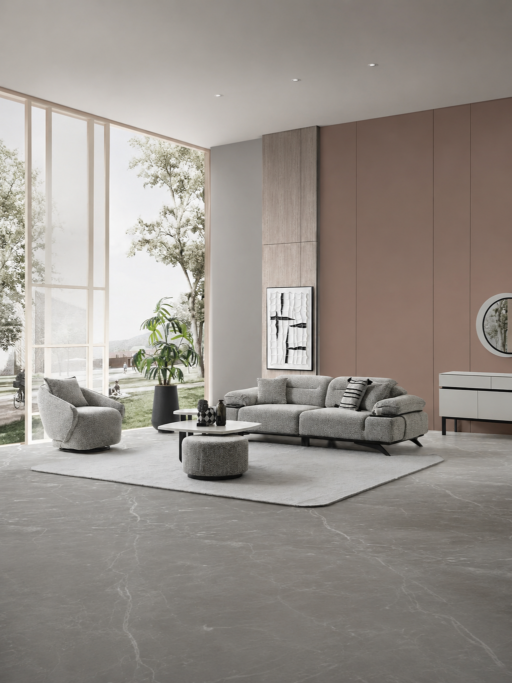 The Aurenza Sofa — Luxury Bouclé Fabric Sofa Set