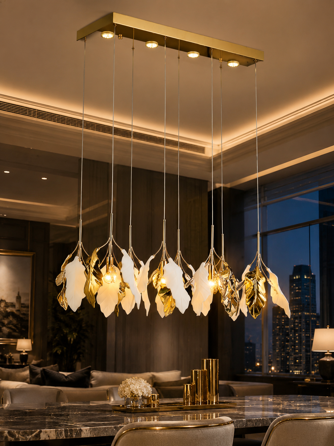 The Seraphine Gleam — Luxury Botanical Gold Chandelier