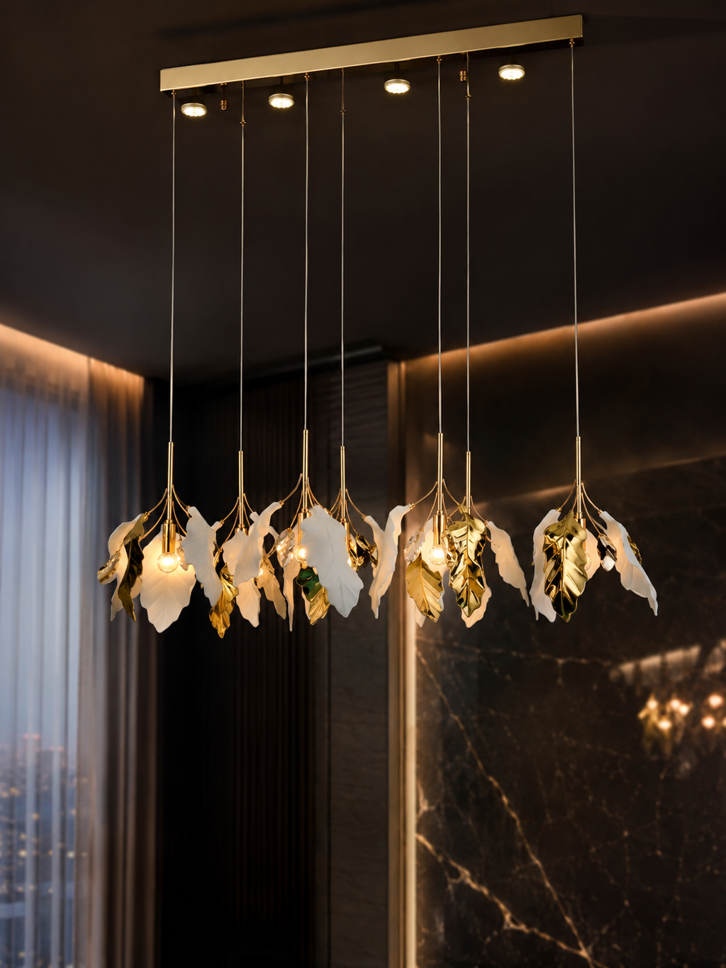 The Seraphine Gleam — Luxury Botanical Gold Chandelier