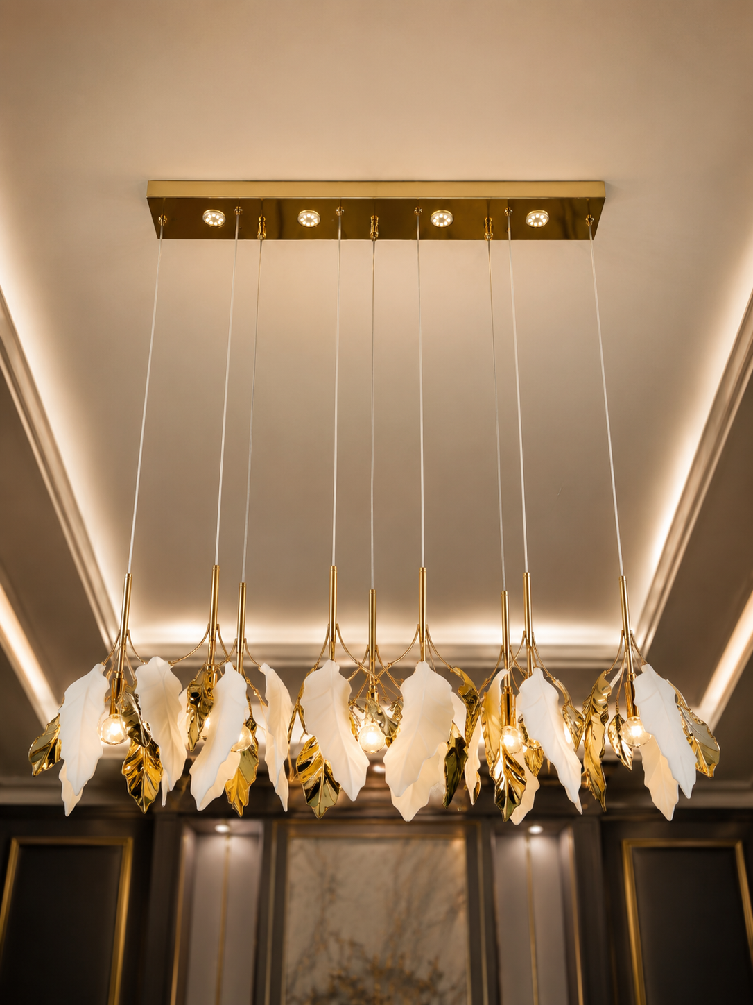 The Seraphine Gleam — Luxury Botanical Gold Chandelier