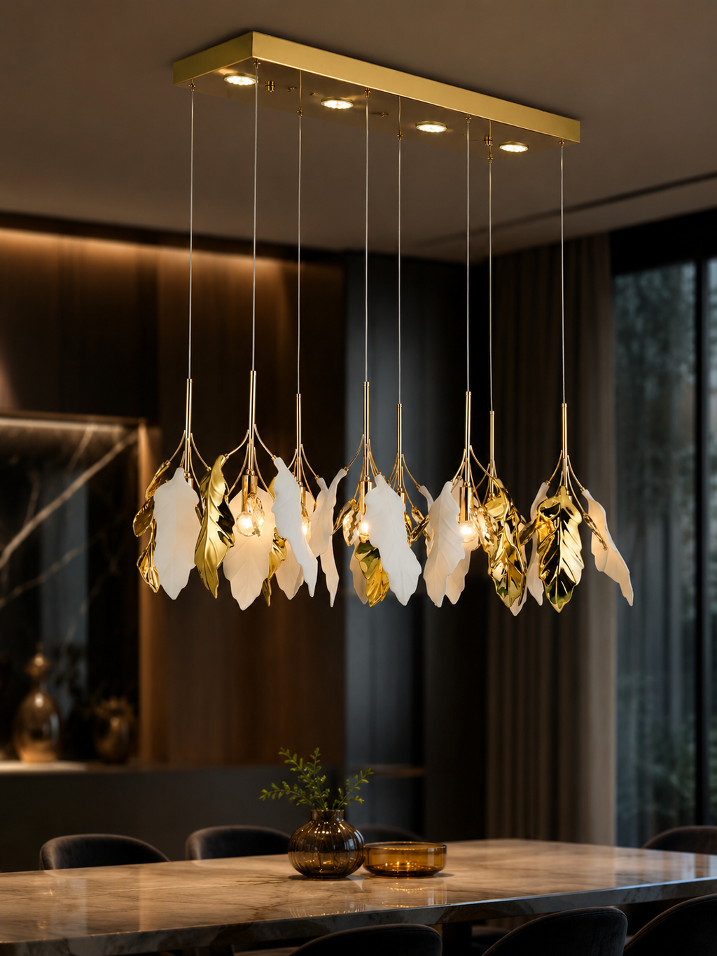 The Seraphine Gleam — Luxury Botanical Gold Chandelier