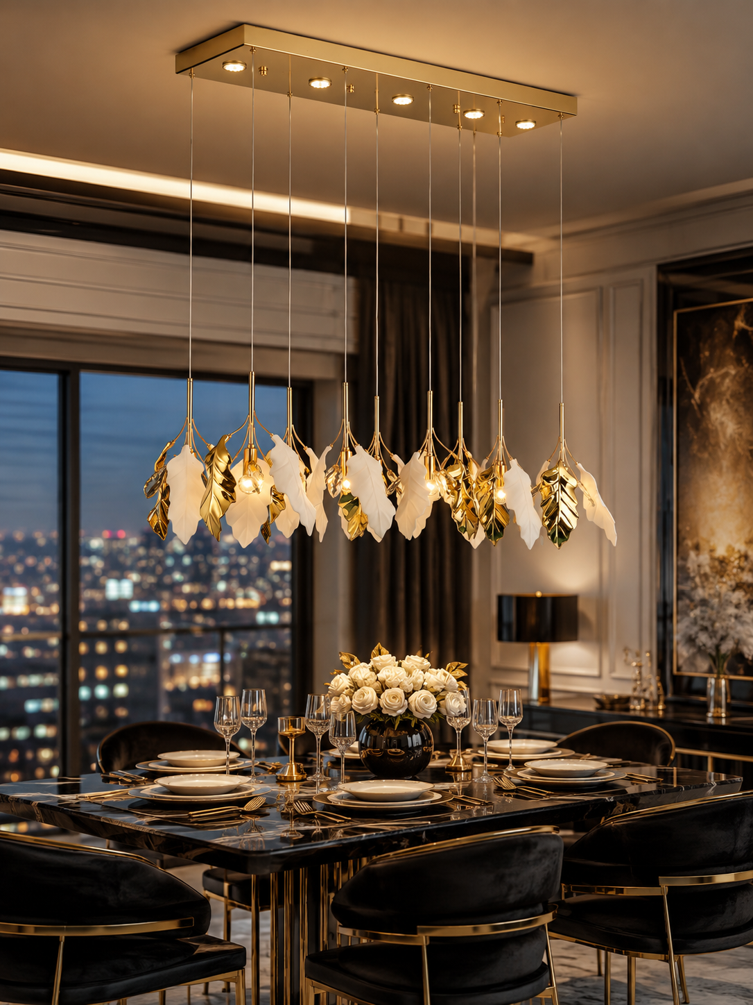 The Seraphine Gleam — Luxury Botanical Gold Chandelier