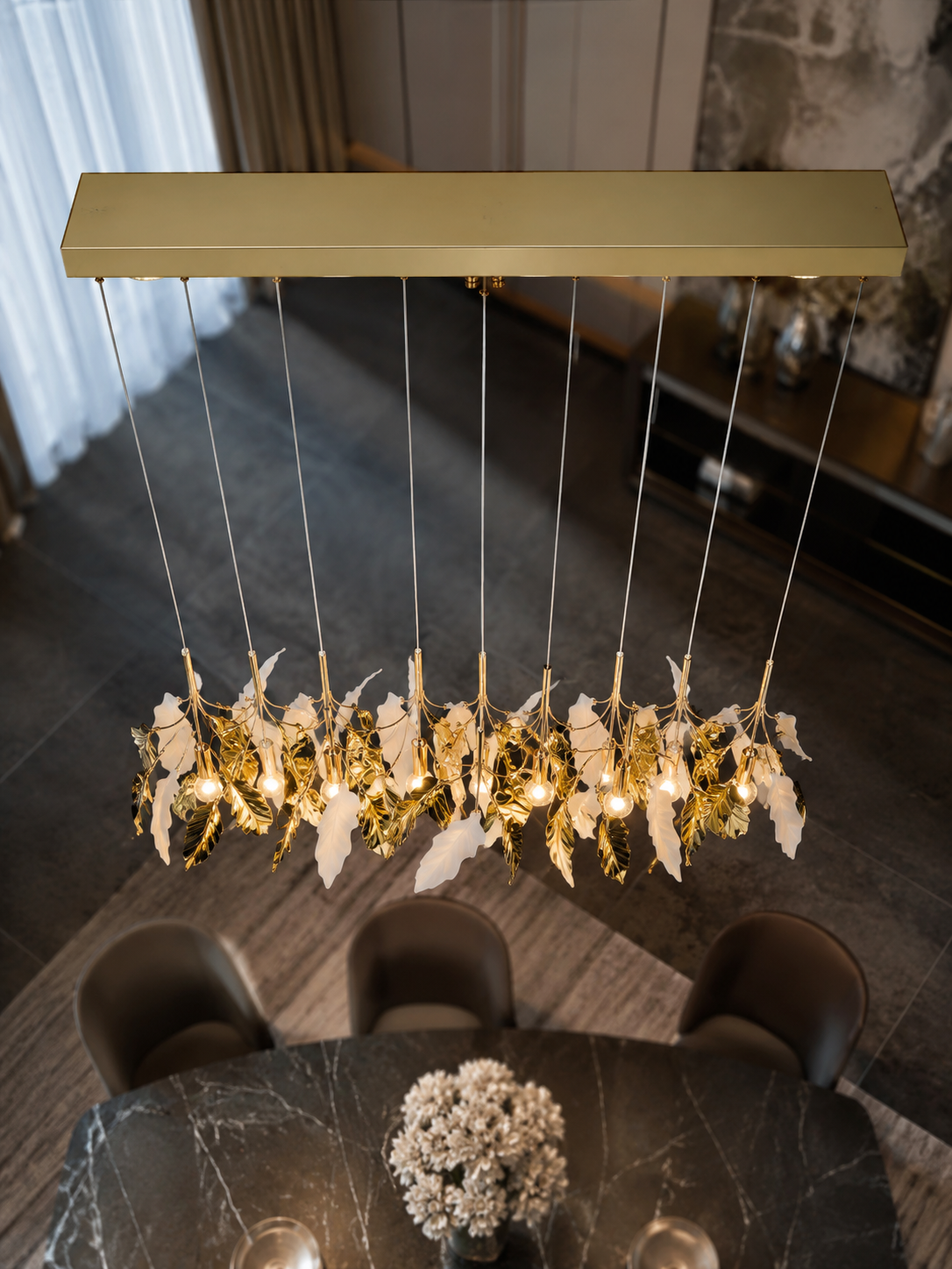 The Seraphine Gleam — Luxury Botanical Gold Chandelier