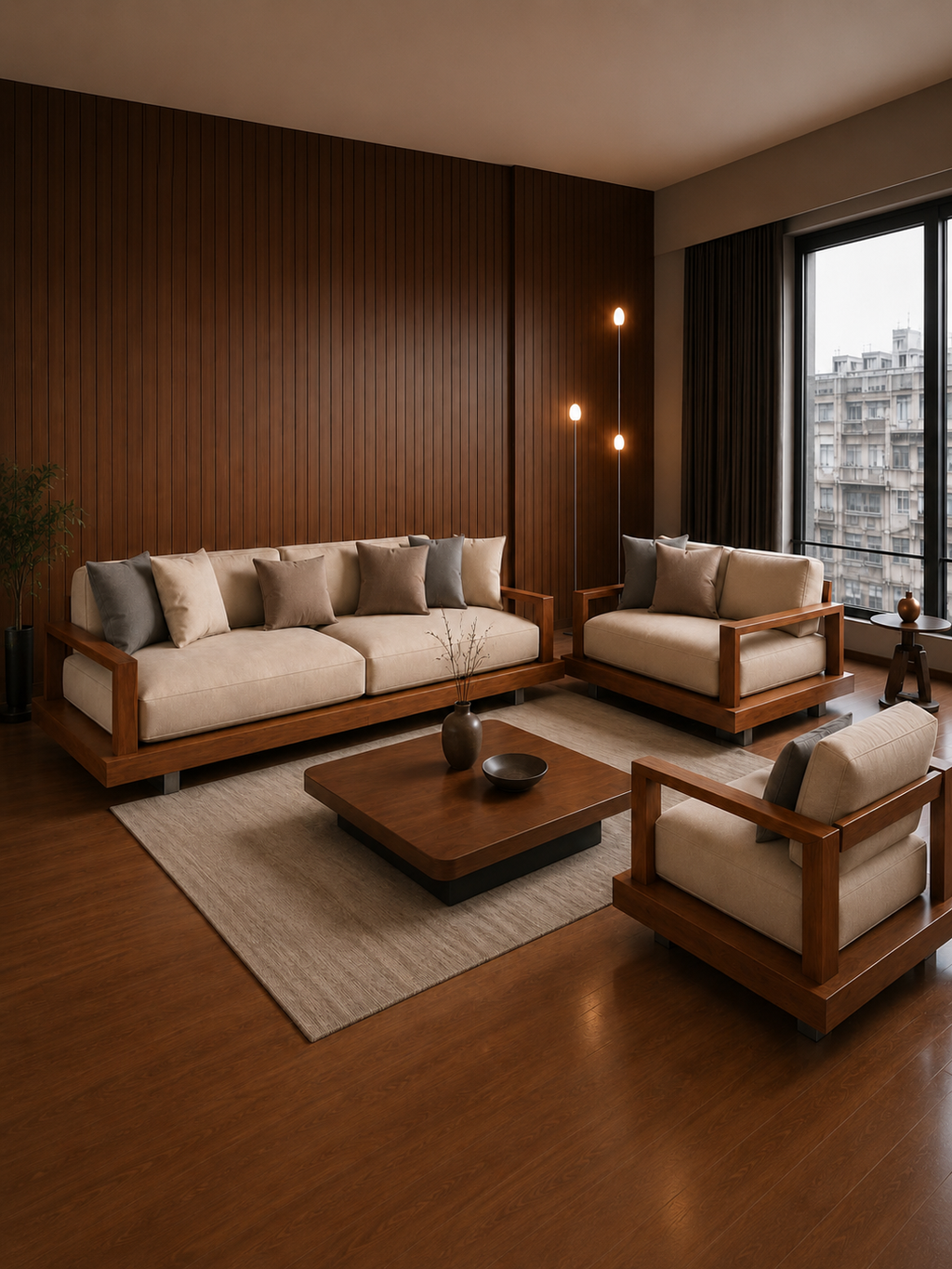 The Maven Sofa — Luxury Modern Wooden Sofa for Living Room