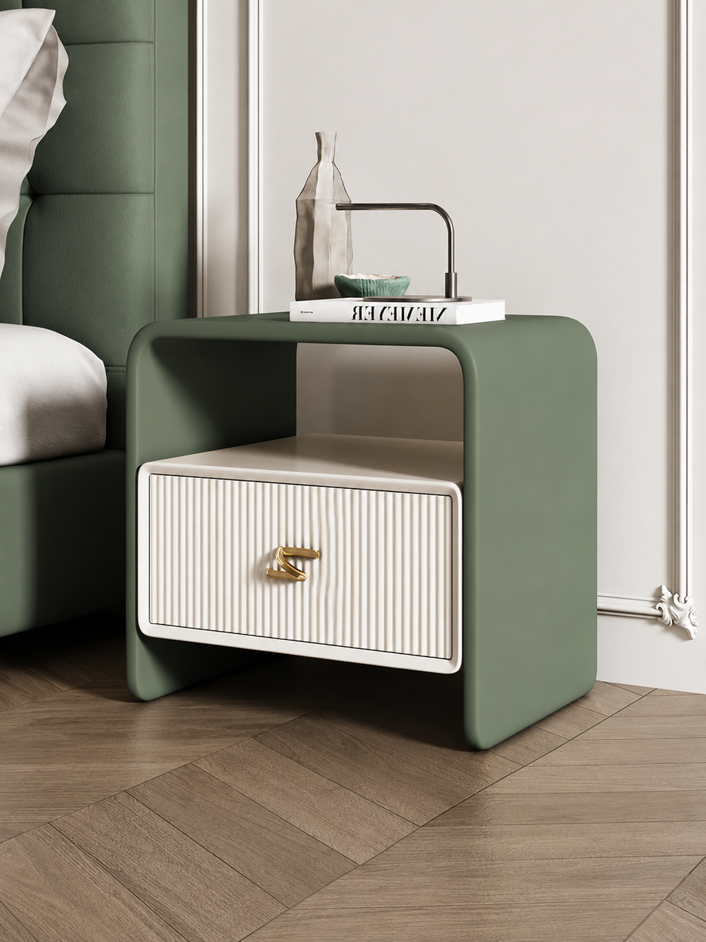 The Verdanza Bedside Table — Modern Nightstand with Drawer Storage, Open Shelf & Minimalist Bedroom Furniture