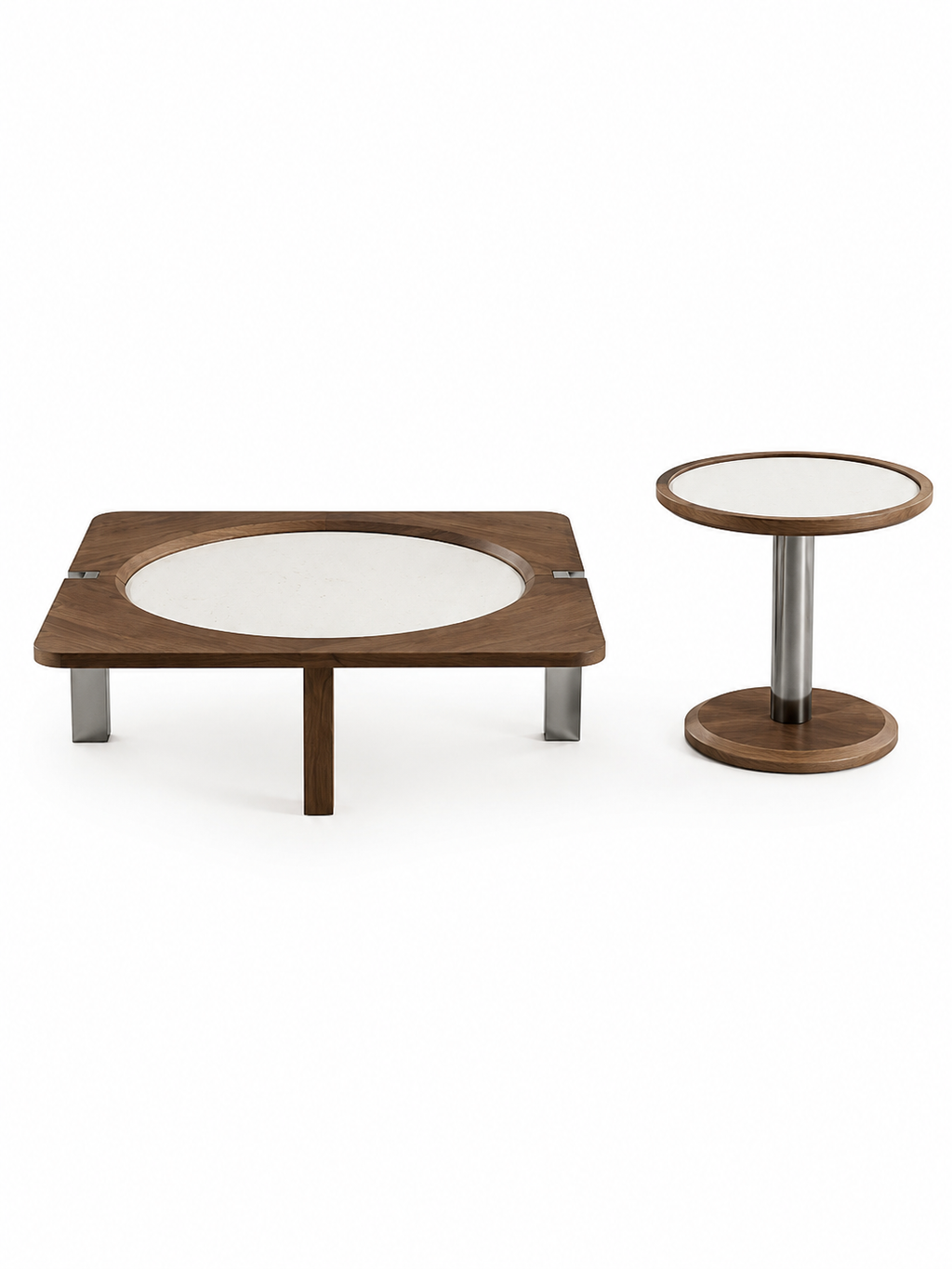 The Novara Coffee Table — Modern Wooden Center Table with Premium Stone Top & Contemporary Living Room Design