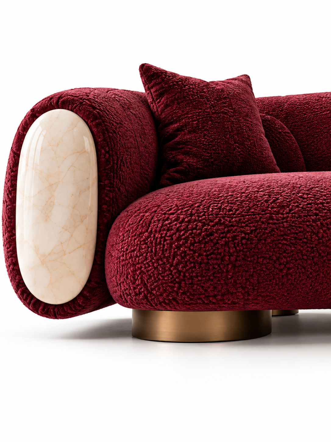 The Juvella Sofa — Luxury Burgundy Bouclé 3 Seater Designer Sofa